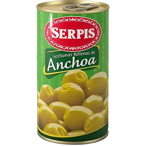 ACEITUNAS RELLENAS DE ANCHOA 350 GR. SERPIS