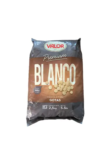 COBERTURA CHOCOLATE BLANCO GOTA "VALOR" 2,5 KG.