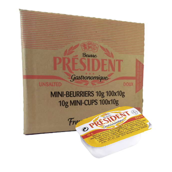 MANTEQUILLA MICRO TARRINA 100X10G "PRESIDENT"