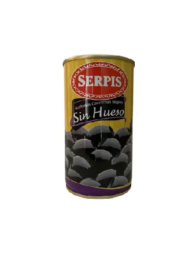 ACEITUNA NEGRA SIN HUESO "SERPIS" 350 GR.